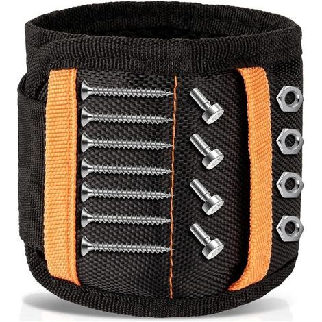 pair Bracelet Magnétique, Réglable avec 15 Aimants Super Puissants pour Vis Clous Trépans de Forage,Idee Cadeau Homme Papa Anniversaire, Tool Cadeau pour DIY Handyman Cadeau Fete des Pere-Fei Yu