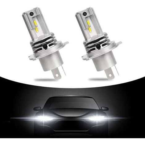 2 Pièces Ampoule H4 LED 6500K Blanche,60W Extrêmement Lumineuses,Plug and Play 12V Phares Pour Voiture et Moto (1/4)