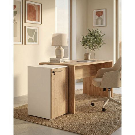 Armadio ufficio Pekino - Mobile archivio 1 anta con serratura - L. 45 x H. 83 x P. 42,5 cm – Bianco-Virginia (1/5)