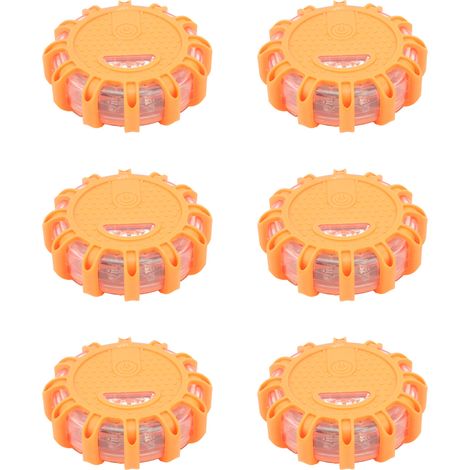 Lot de 6 feux LED 12V étanches poussière, haute luminosité, urgence voiture/maison/terrain, orange à points (1/5)