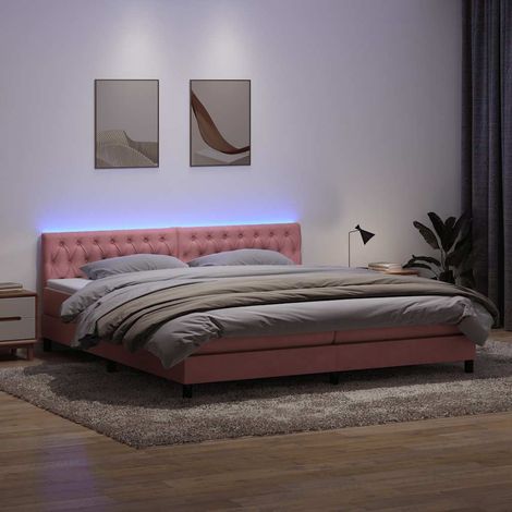 Boxspringbett mit Matratze & LED Rosa 180x210 cm Samt