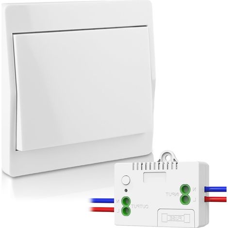 Interrupteur sans fil 90250V, interrupteur mural sans fil, pas besoin de pile, portée 50m, étanche (1 récepteur + 1 interrupteur) (1/5)