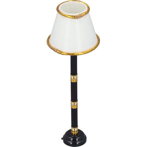 Lampe miniature sur pied à piles LED pour maison de poupée (échelle 1:12), modèle réduit, jouet réaliste, objet de décoration exquis en métal pour maison de poupée. (1/5)