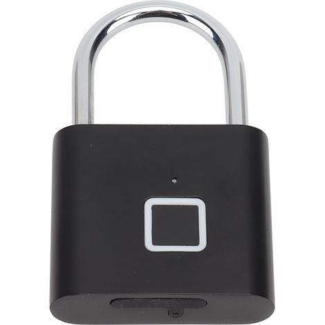 Cadenas à empreinte digitale, déverrouillage en 0,5 seconde, étanche, pouvant contenir jusqu'à 10 empreintes digitales, interface USB, avec éclairage tricolore pour bagages, noir. (1/5)