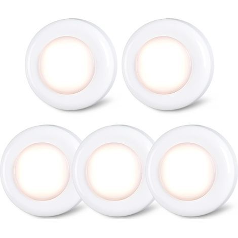 5 Stück LED Klebespots mit Touch Sensor, Batteriebetrieben, Weißlicht Warmweiß, Klebeleuchten für Schrank, Küche, Vitrine, Schrankinnenbeleuchtung