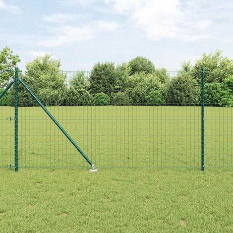 Zaun mit Pfosten Grün 1 x 25 m Stahl und PVC
