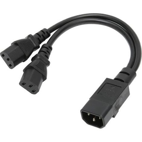 Câble d'alimentation répartiteur en Y IEC320 C14 vers 2 x C13 femelle, 1 entrée, 2 sorties, 2500 W, 10 A, 250 V pour moniteurs LCD (1/5)