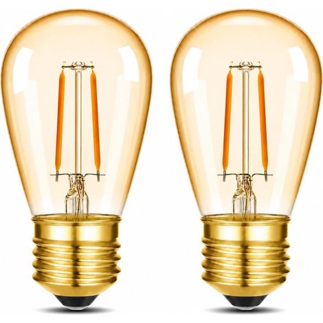 Ampoule E27 LED ST45 S14 Blanc Chaud 2200K 1W équivalent à 10 Watt Ampoule LED Filament Vintage Edison Ampoule chaîne lumineuse verre ambre 220V-240V,Non Dimmable,lot de 2 (1/5)