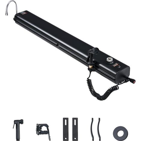 Réservoir d'eau pour galerie de toit, 26,5 L, réservoir d'eau sous pression pour douche de camping, en aluminium, 2 panneaux anti-éclaboussures, rainure en T, port de pressurisation, pour coffre (1/5)