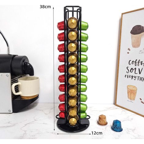Porte-capsules rotatif, présentoir à café rotatif, fer noir – (1/5)