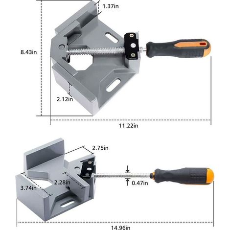 Serre-Joint À Angle Droit, 90° Corner Clamp/Etau D'angle À Une Main En Aluminium Avec Une Capacité D'ecartement De 70 Mm Pour Le Travail Du Bois, L'ingénierie, Le Soudage, Le Charpentier (1/4)