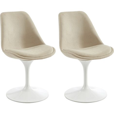 Sedia in Tessuto testurizzato e Acciaio Beige e Bianco - Lotto di 2 - XAFY