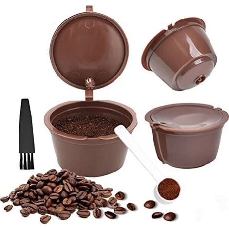 filtros de café no desechables, cápsulas de café reutilizables y rellenables, compatibles con máquinas Nescafé Dolce Gusto con 1 cuchara de café y 1 cepillo de limpieza. (1/4)