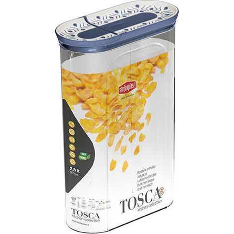 Stefanplast Tosca barattolo portacereali, lt 2.0 blu, ermetico, per alimenti