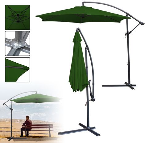 3.5m Parasol Parapluie de jardin Terrasse UV30+ Parasol de marché,Vert (1/5)