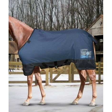 145 cm, Blau und Schwarz: Wattierte 300g wasserdichte Paddockdecke und 600 Denier Außenstoff Turnout Comfit Modell (1/5)