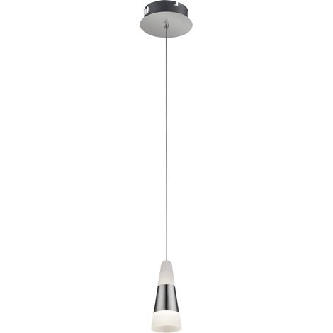 Hängeleuchte satiniert Esszimmerleuchte hängend LED Pendelleuchte Wohnzimmer, nickel matt, Metall Acryl, 5W 300Lm warmweiß, DxH 12x100 cm