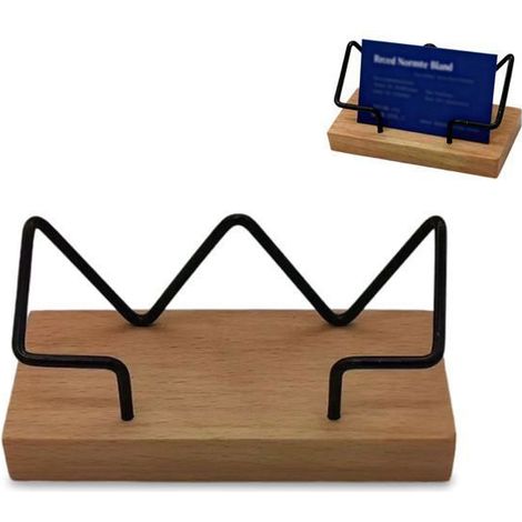 Porte-cartes de visite en bois, présentoir de bureau, organisateur de cartes de visite pour bureau et domicile. (1/5)