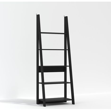 Tiva Ladder Bookcase - MDF - L38.6 x W64 x H175.4 cm - Black (1/2)