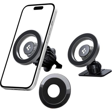 Soporte para coche Spigen MFT13 MagSafe para habitáculo o rejilla de ventilación - Plateado