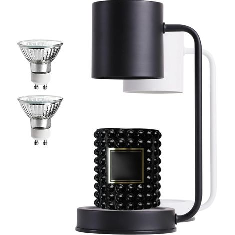 Scaldacandele per aromaterapia 110-120V, diffusore di frantumacandele in metallo regolabile per decorazione, lampada dimmerabile + supporto + interruttore (colore: nero) (1/4)