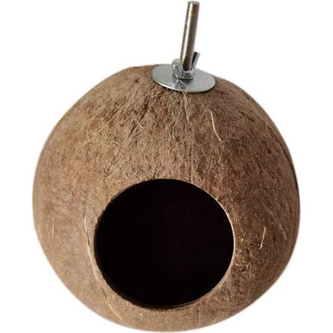 Nichoir pour hamster en noix de coco, coque de noix de coco pouvant être fixée sur du bambou, cages à oiseaux, cages pour hamsters (M) (1/4)