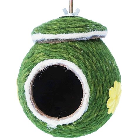 Nichoir en noix de coco - Tissé à la main - En cuir de noix