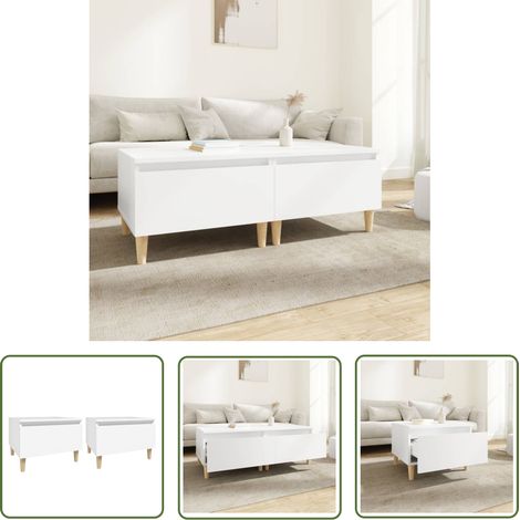 Lot de 2 Tables d'appoint et bout de canapé - Tables Café Blanc 50x46x35 cm Bois d'ingénierie BV203012 - BonneVie (1/5)