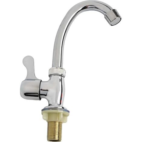 Rubinetto monocomando per acqua fredda, realizzato in plastica e acciaio, per installazione su lavelli in cucine, bagni e bar. (1/5)