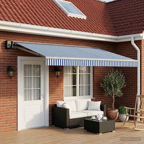 vidaXL Telo di ricambio per tenda da sole Blu e Bianco 500 × 300 (1/4)