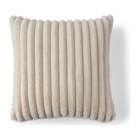1 coussin en fausse fourrure côtelée, 50x50 cm, beige, pour canapé ou lit, intérieur moderne