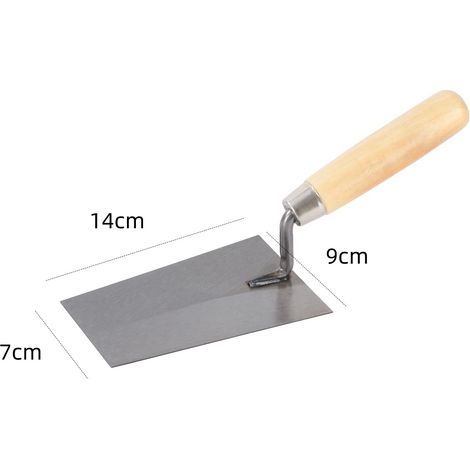 Truelle Rectangulaire à Manche en Bois, Couteau de Maçon, Outil de Maçonnerie pour Enduire et Poser des Briques, Lame Acier Épaissie (1/3)