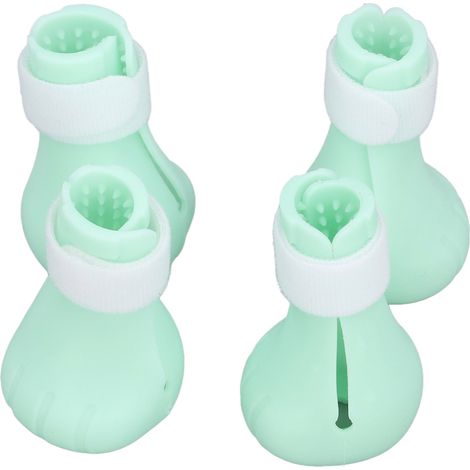 Protège-pattes pour chat en silicone vert, empêchant les griffures et les morsures, pour le bain, les injections et l'administration de médicaments. (1/5)