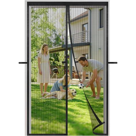 Moustiquaire Magnetique Porte Fenetre 120x190cm, 3. Generation Anti-Vent, einfache Installation, mehrere verfügbare Größen, Schwarz (1/5)