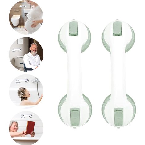 2 Pièces Ventouse de Poignée Douche,Poignée Ventouse,Poignee Securite Salle de Bain,Barre de Maintien Douche,Poignée Baignoire de Sécurité,Barre d'appui WC,Poignée baignoire de sécurité (1/5)