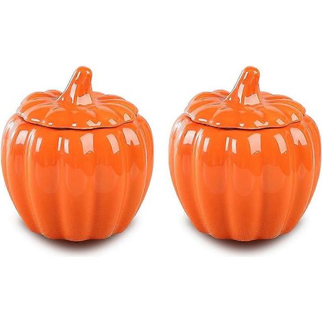 Boîte citrouille en céramique, bocal citrouille d'Halloween, petit bol à bonbons d'automne avec couvercle pour la décoration de table des fêtes d'automne (1/5)