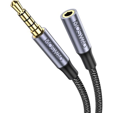Rallonge Jack Audio 3.5 mm 4 Pôles pour Casque Micro, Nylon Tressé Jack Mâle vers Femelle Câble Extension Audio Stéréo Compatible avec Écouteur Gamer Switch Manette PS5 PC Portable(3M) (1/5)