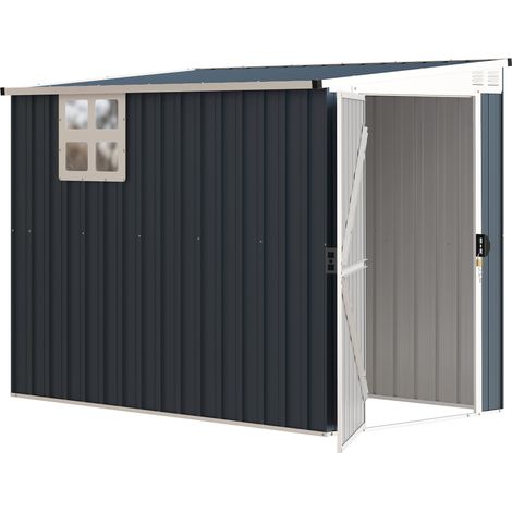 Abri de rangement jardin acier gris foncé verrouillable avec fenêtres et ventilation