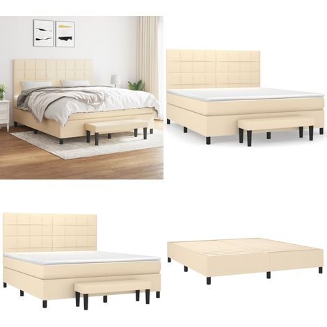 Boxspringbett mit Matratze Creme 180x200 cm Stoff - Boxspringbett - Doppelbett - Cremefarbenes Bett - Bettrahmen - Betten Günstig - Home & Living (1/5)