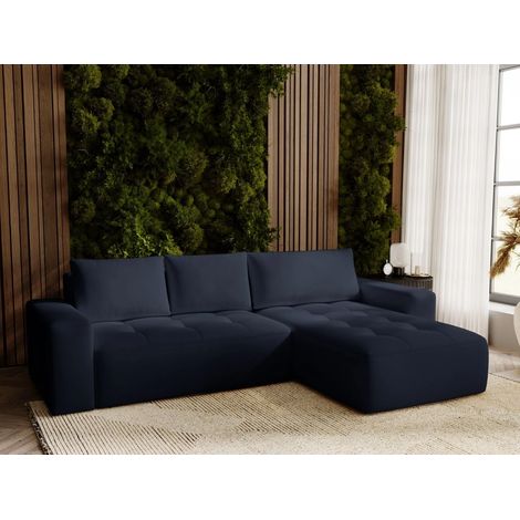 Canapé D'angle Convertible Méridienne Droite Portland Tissu Velours Anthracite (1/5)