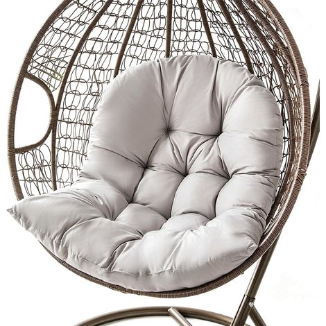 Coussin pour Fauteuil Suspendu 80x120 cm, Coussin Oeuf Suspendu, Gris Clair Rembourrage Pour Fauteuil Suspendu, Coussin Extra-épais et Moelleux – Convient aux Balancelles et Aux Chaises de Jardin (1/5)