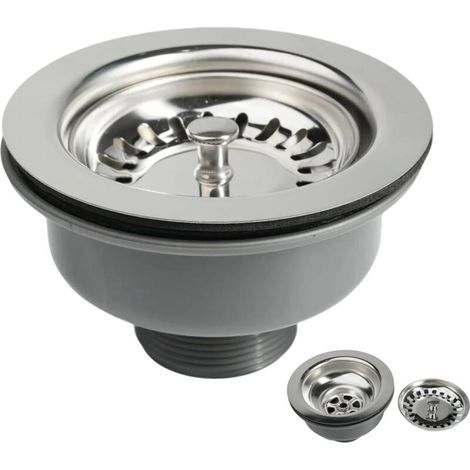bonde d'évier inox ø 114 mm G1½ + Panier evier sans trop plein panier,304 Acier inoxydable + ABS, bonde Évier 114mm s'adapte aux trous d'évier standards britanniques (83-90 mm) (114mm) (1/5)