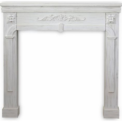 Decorative fireplace surround, Romance, White-washed, 104x17x100 cm