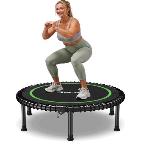 Mini trampoline pliable BCAN 204 kg, trampoline de fitness pour adultes de 102 cm avec cordes élastiques robustes, équipement d'exercice stable et silencieux, parfait pour l'entraînement en intérieur  (1/5)