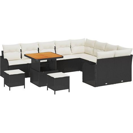 Garden Sofa Set with Cushion 12 pcs Black and Cream vidaXL (1/5)