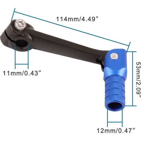 Motorcycle modification gear shift lever, aluminum alloy folding gear lever, ZhengLin T4 TGR Bosuer black lever with blue head. (1/4)