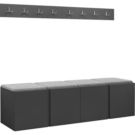 Conjunto para recibidor Pinis VII, Grafito, 0x0x0cm, Tapiz, Aglomerado laminado, Colocada, Montada en la pared