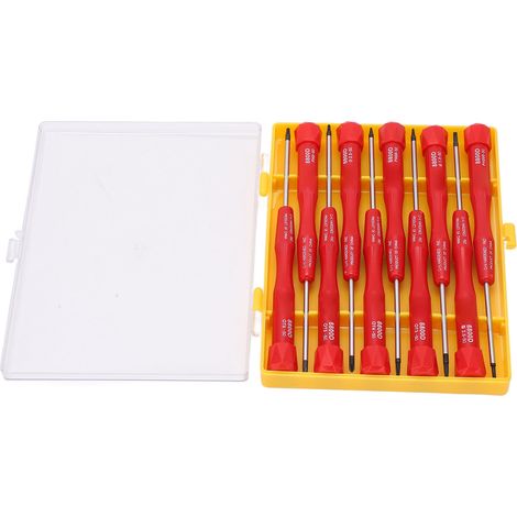 Lot de 10 tournevis de précision aimantés chromé vanadium avec boîte pour réparation téléphone ordinateur (1/5)