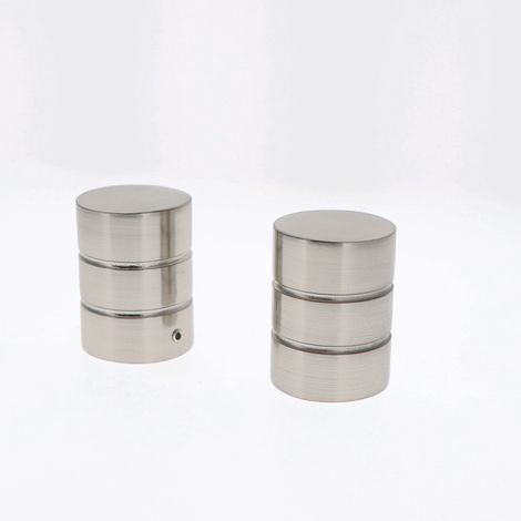 Lot de 2 Embouts Cylindre pour tringles à rideaux de Diam. 28mm en Nickel Mat - BOULET (1/5)