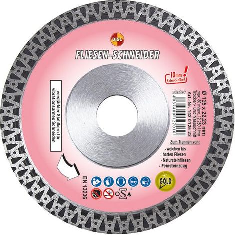 Fliesen-Schneider 125x10x22,2 dünne Präzisionsfliesenscheibe